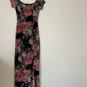 Floral off the shoulder floor length dress